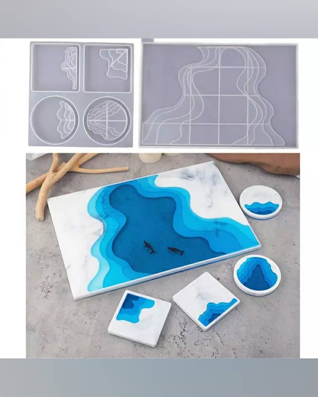  قالب سینی و زیر لیوانی طرح تِراس اقیانوسی