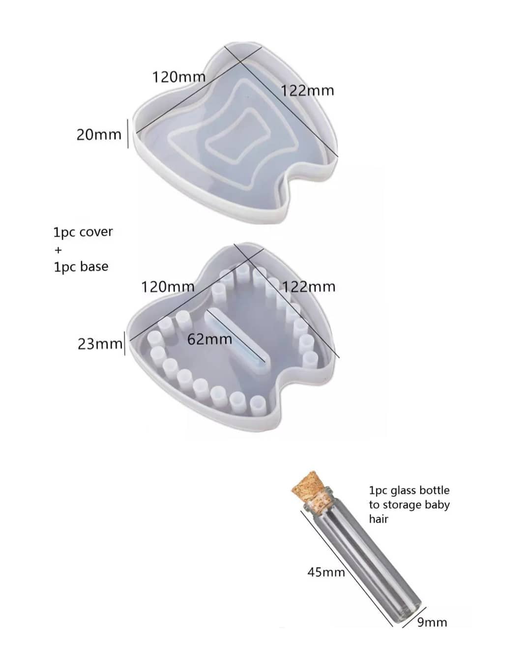  قالب یادبود دندان کودک(شامل دوقالب و یک بطری)
