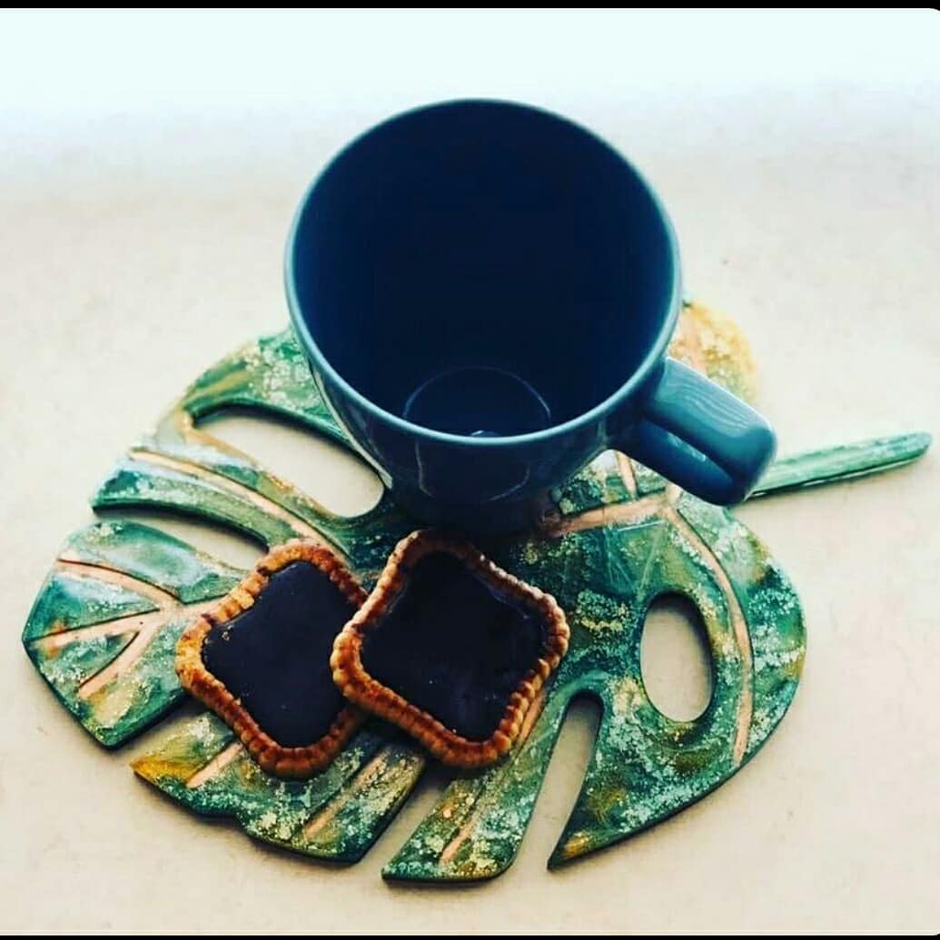  زیر لیوانی طرح برگ(سوزنی و پهن)