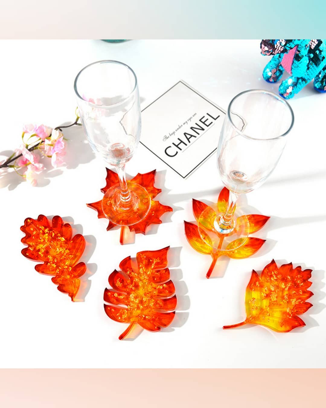  قالب زیرلیوانی برگ(5طرح)