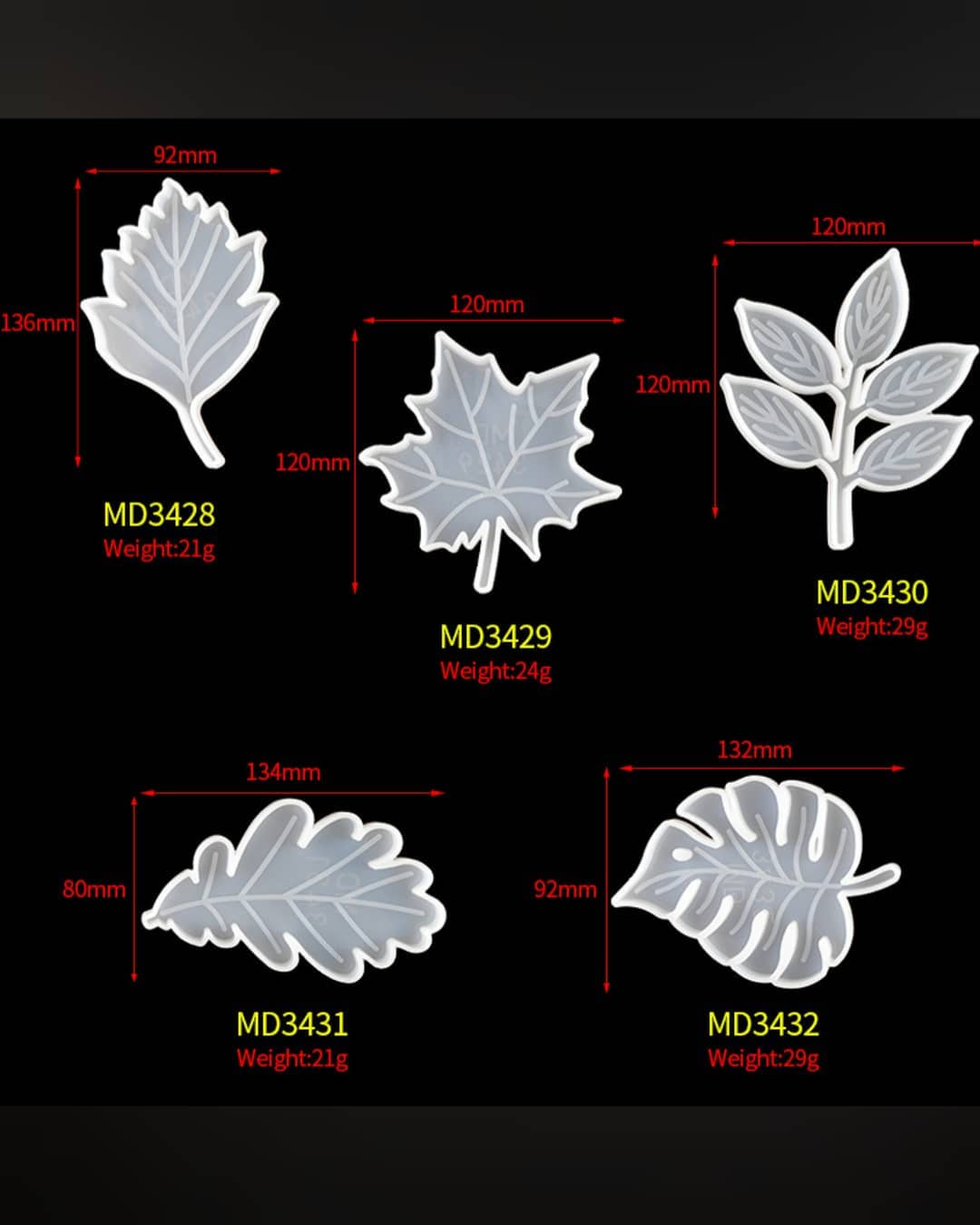  قالب زیرلیوانی برگ(5طرح)