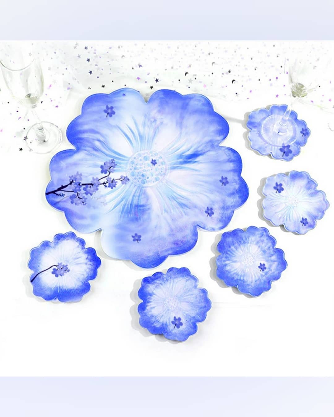  سِت زیرلیوانی و سینی شکوفه(طرح 2)