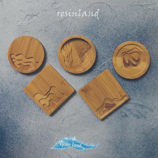  زیر لیوانی چوبی(طرح دریا)