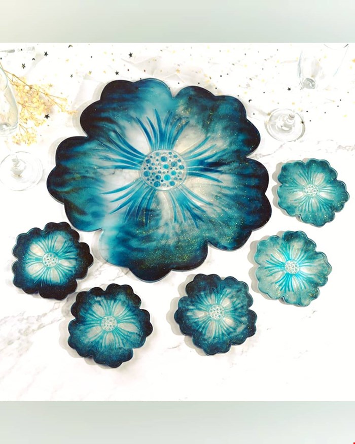 سِت زیرلیوانی و سینی شکوفه(طرح 2)