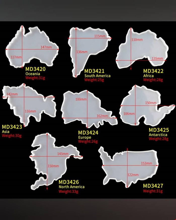 زیر لیوانی نقشه قاره ها